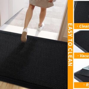 KaBesten Doormat, Anti-Slip Waterproof Door Mat for High Traffic Areas, Black, Snowproof Welcome Mat for Front Door, Outdoor Indoor Entrance, 29.5.17.7