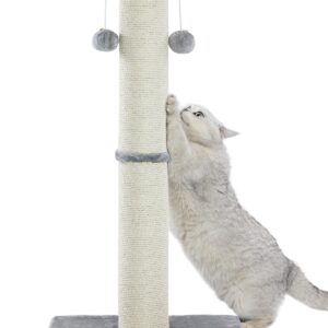 Kilodor 34Inch Tall Cat Scratching Post,4.3Inch Diameter Large Sisal Cat Scratch Post with Ball, Sturdy and Durable Cat Scratcher for Indoor Cats Adults Grey