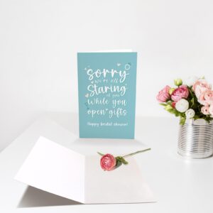 Chenive Funny Bridal Shower Card for Bride To Be, Happy Bridal Shower Card for Friend Bestie Sister, Sorry We're All Staring At You While You Open Gifts