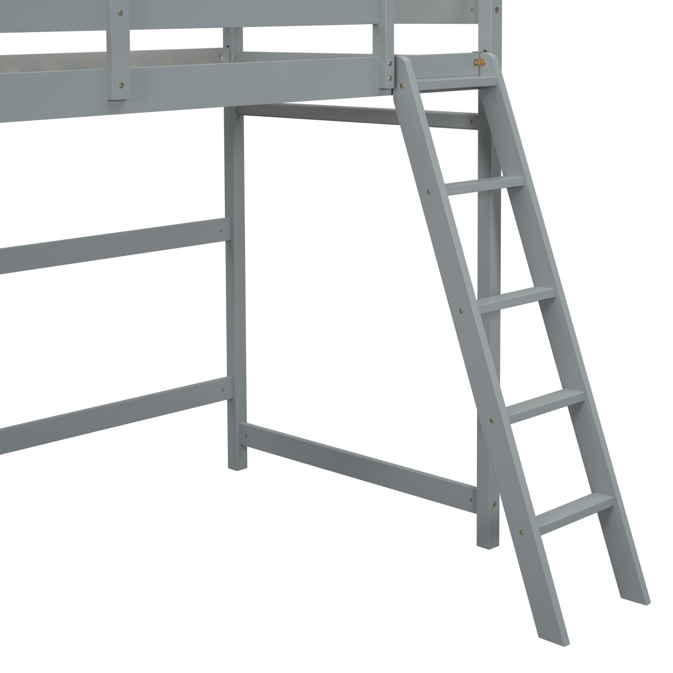 Bellemave Twin Size Loft Bed with Ladder, Wooden Loft Bed for Kids Teens, Loft Bed for Girls, Boys, Gray