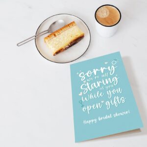 Chenive Funny Bridal Shower Card for Bride To Be, Happy Bridal Shower Card for Friend Bestie Sister, Sorry We're All Staring At You While You Open Gifts