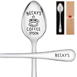 angirlish personalized coffee spoons, engraved name stainless steel spoons, coffee tea lover gifts for husband wife couple, birthday anniversary christmas gifts, mirror finished & dishwasher safe