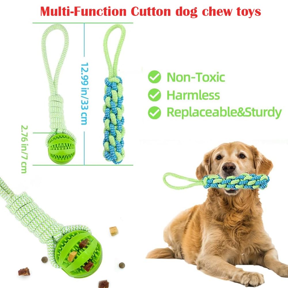 SLAUNT Dog Outdoor Bungee Tug Toy Spring Pole Dog Rope Toys Door Anchor Hanging Bungee Toy Interactive Tug Toy with 2 Chew Rope Toys for Small Medium Dogs for Exercise, Tug of War, Bite Training