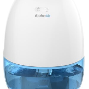 AlohaAir Dehumidifiers for Home, 34 oz Small Dehumidifier for Room, Quiet Dehumidifiers for Bathroom, Bedroom, RV, Closet with Auto Shut Off, 7 Colors Night Light