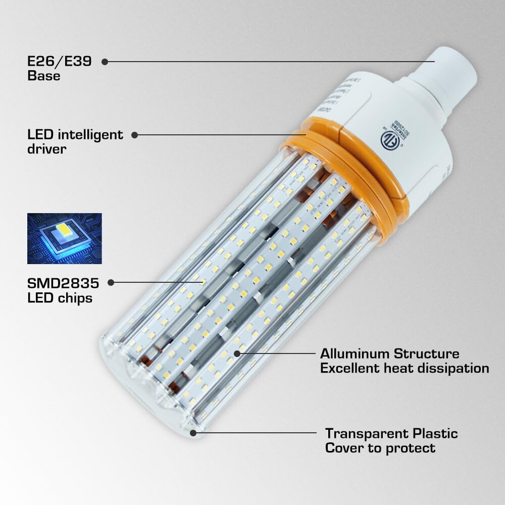 1000W Equivalent LED Corn Light Bulb, 100W Led Corn Bulb 5000K Daylight White,High Bay Lighting 15000 Lumen, E26/E39 Base LED Bulbs, Large Area Lights for Outdoor Indoor Warehouse Garage Offices