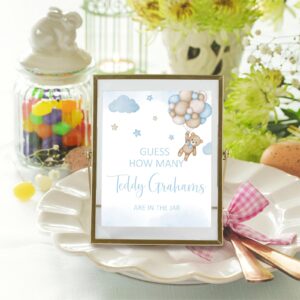 noxozoqm We Can Bearly Wait Baby Shower Games Guess How Many Bear Game Sign and String Card for 50 Guests for Boys Baby Shower (Blue)