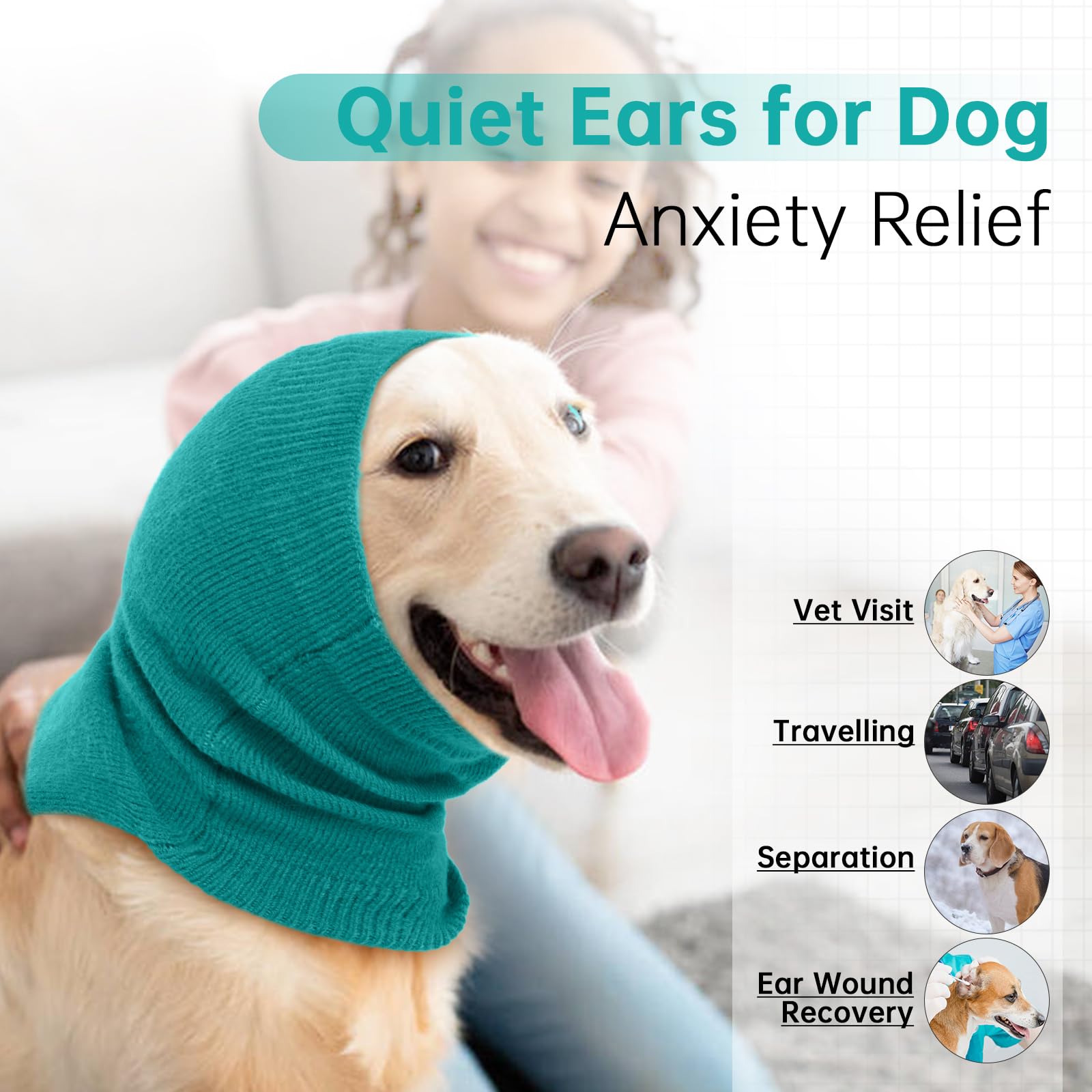 LeLePet Dog Noise Cancelling Ear Muffs Dog Ear Cover Dog Ear Muffs Noise Protection Dog Calming Hoodie for Blow Drying & Fireworks Dog Ear Cover for Anxiety Relief Ear Protection for Dogs