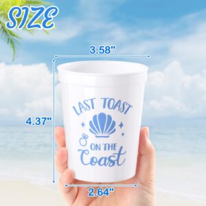 Tuitessine Last Toast On The Coasts Bachelorette Party Plastic Cups 12PCS Costal Stadium Cups Bridal Showers Party Favors Decorations Reusable Party Cups Supplies 16OZ