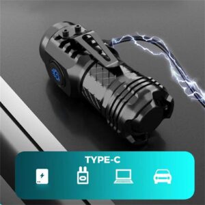 Flashlight With 5 Modes, Powerful Flashlights High Lumens With Eye Lens, Tactical Flashlight Waterproof, Adjustable Brightness Flash Light For Outdoor, Emergency, Led Mini Camping Lights (Silver)