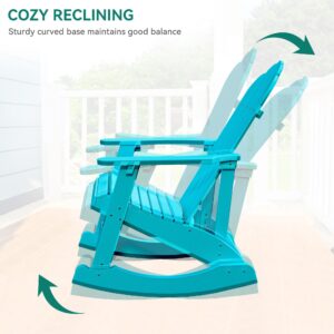 YITAHOME Outdoor Rocking Adirondack Chair, Heavy Duty Plastic Rocking Chairs with Rotatable Cup Holder, Oversized Rocker Chair for Garden Lawn Yard Patio Deck Backyard Pool Porch Beach Fire Pit