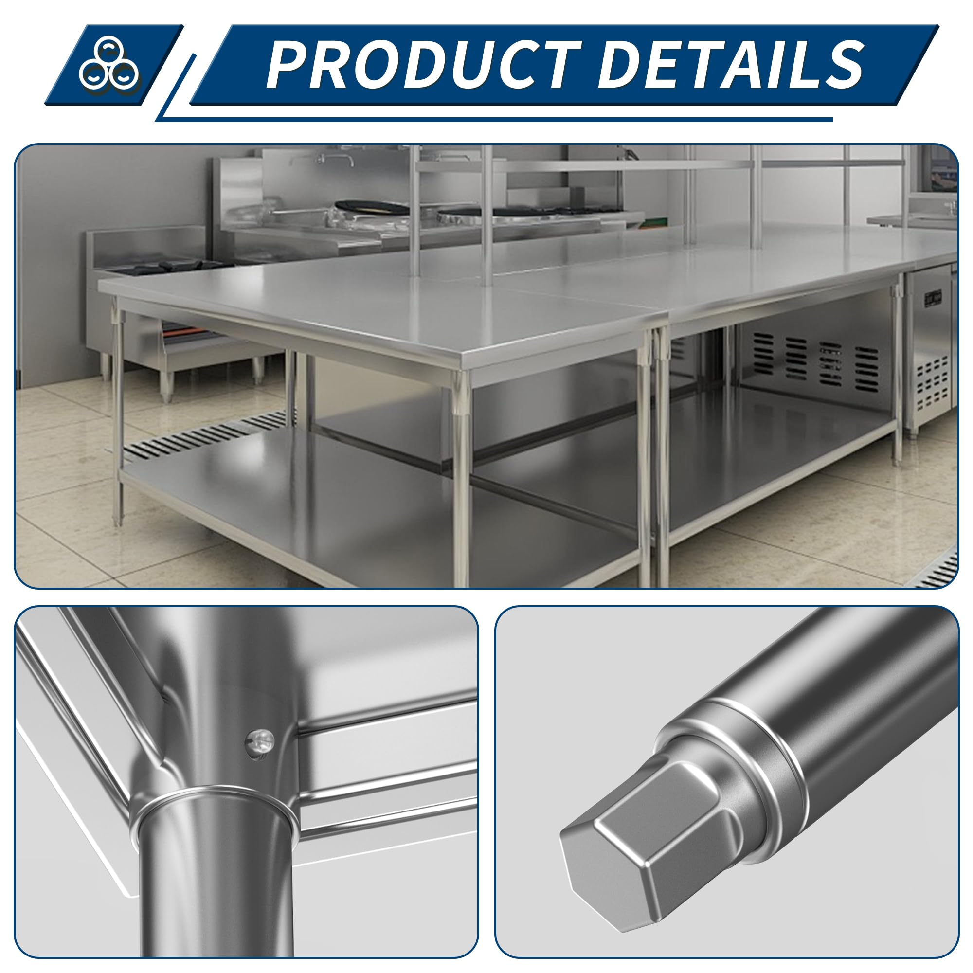 QFBXG NSF Commercial Stainless Steel Worktable - 24 x 30 Inches with Undershelf, Heavy Duty Prep Table for Restaurants, Homes, and Hotels - Ideal for Christmas Prep.