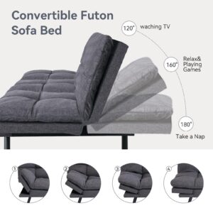 Hcore Convertible Memory Foam Bed Couch,Futon Loveseat Sleeper Sofa Sofabed, Standard Grey