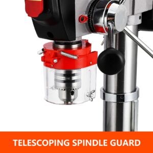 13 in Floor Drill Press, 7.5 Amp 120V, 288-3084 RPM Variable Speed Cast Iron Bench Drill Press, 0-45° Tilting Worktable, Tabletop Drilling Machine for Wood Metal