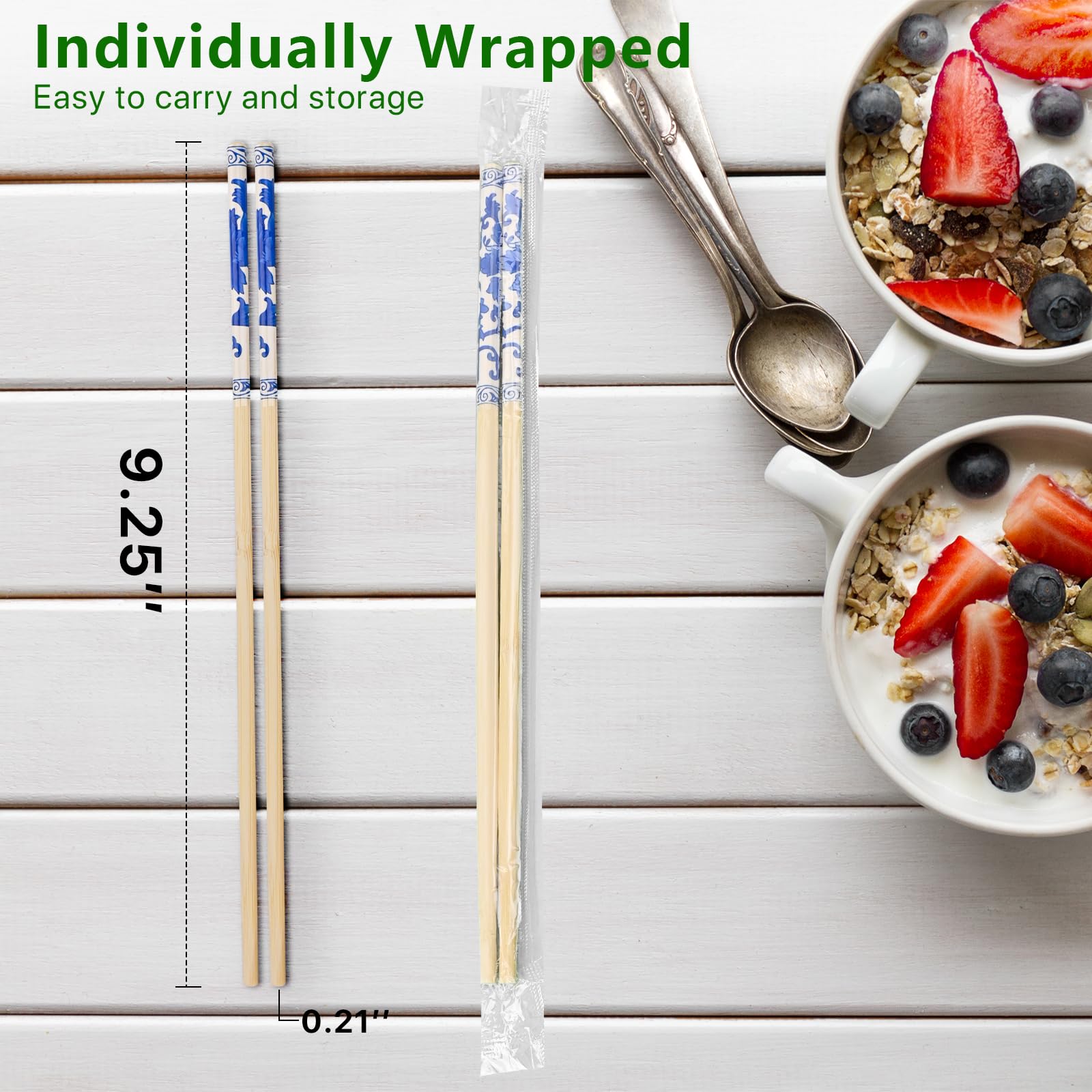 OFCOX Chopsticks Disposable, Disposable Chopsticks, Wooden Chopsticks, Bamboo Chopsticks, Premium Chop Sticks for Japanese Sushi and Chinese Dishes, Individually Wrapped, Solid No Splinter. 25 Pairs