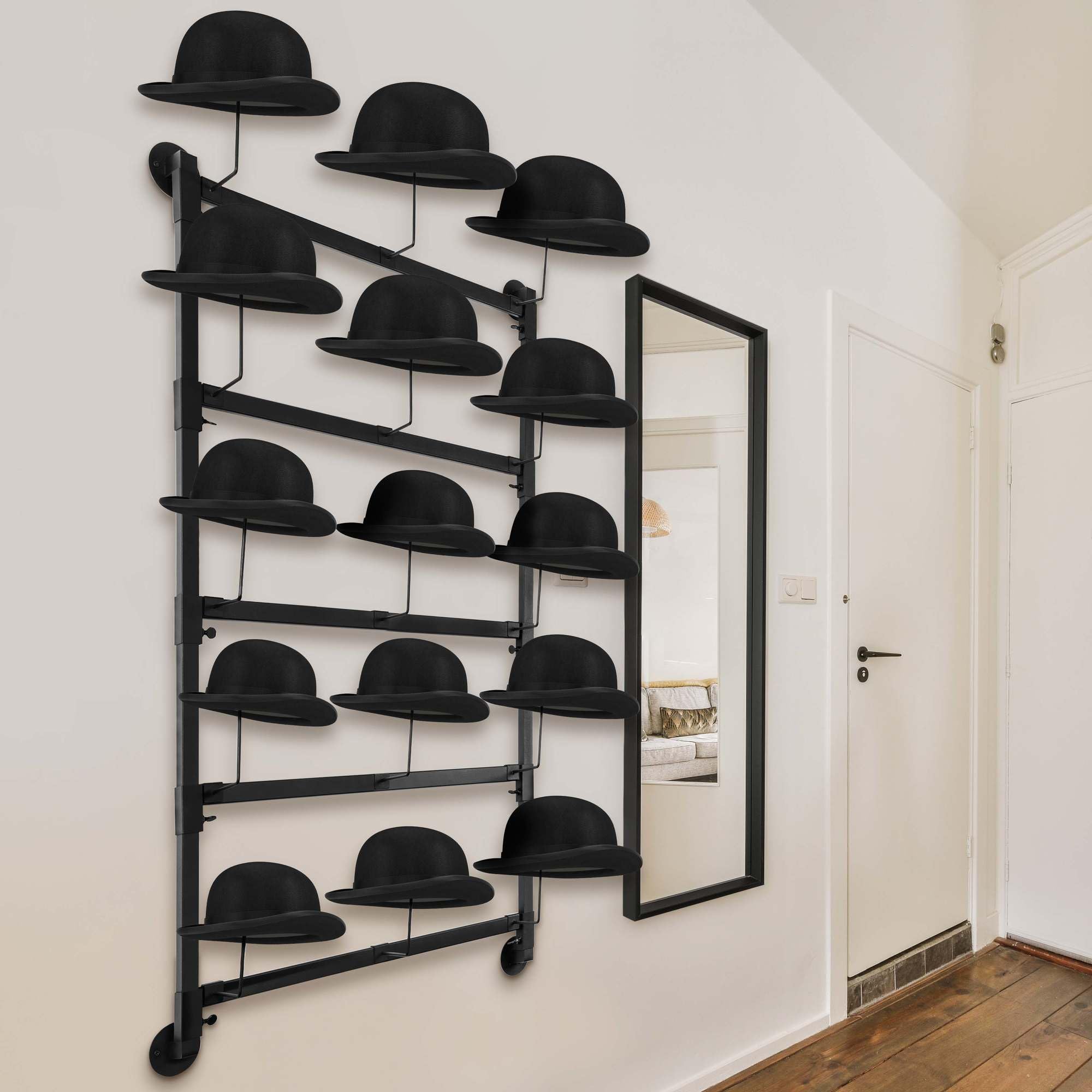 AQAREA Hat Rack Wall Storage for Closet: Hat Storage Hanger Wall Mount for Baseball - Bedroom Cap Display Organization - 5 Layer