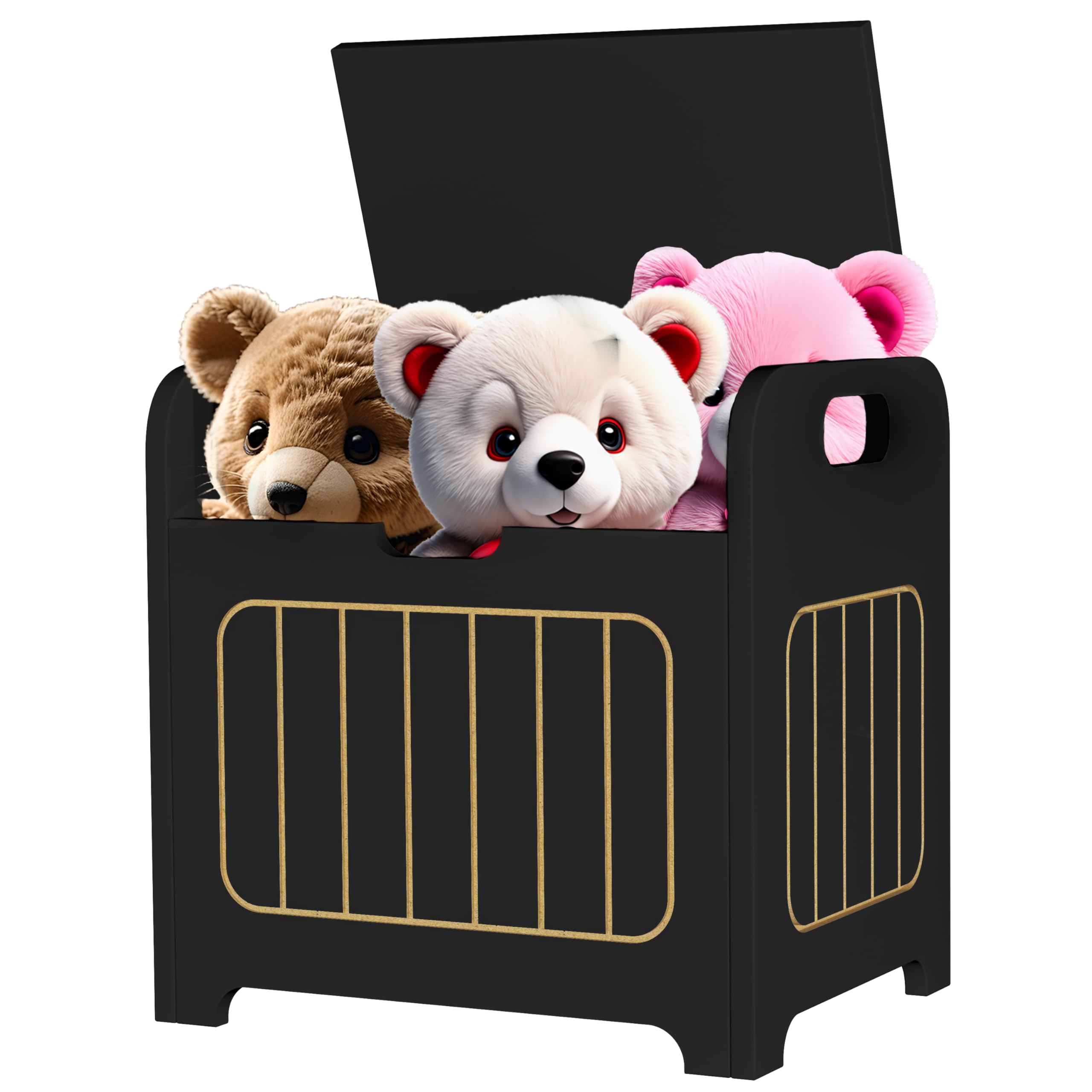 Aenuert Kids Storage Chests & Trunks Black Toy Storage Chests, Small Cube Storage Box Organizer,Wooden Storage Bin With Handle For Store Toy Books Clothes,Small Square Nightstand For Entryway,Bedroom