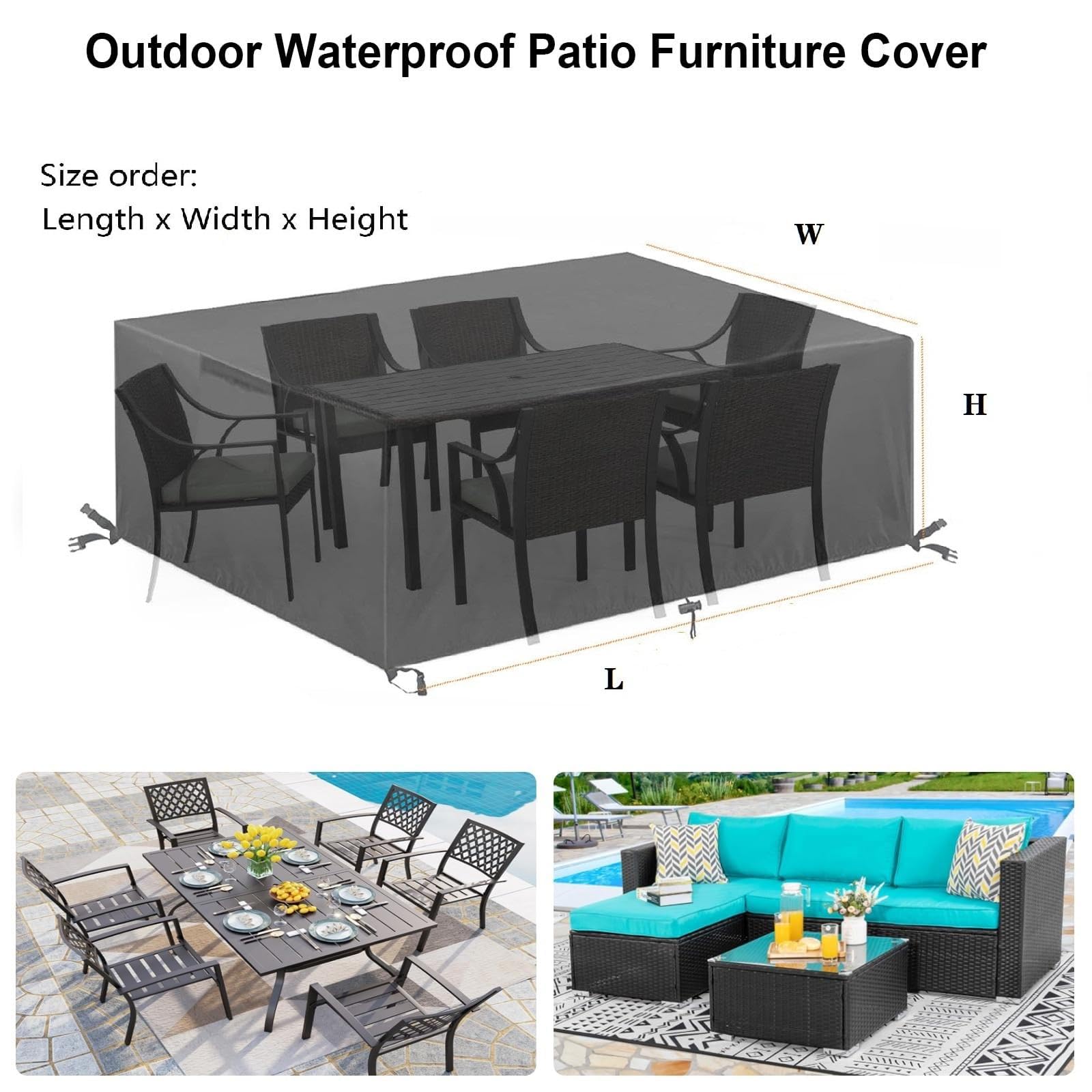 Outdoor Patio Table Cover-Outdoor Furniture Covers for Table and Chairs 40x40x45cm 600d Strong Tear Resistant Waterproof Patio Furniture Covers Patio Set Cover Outdoor Waterproof Table Covers