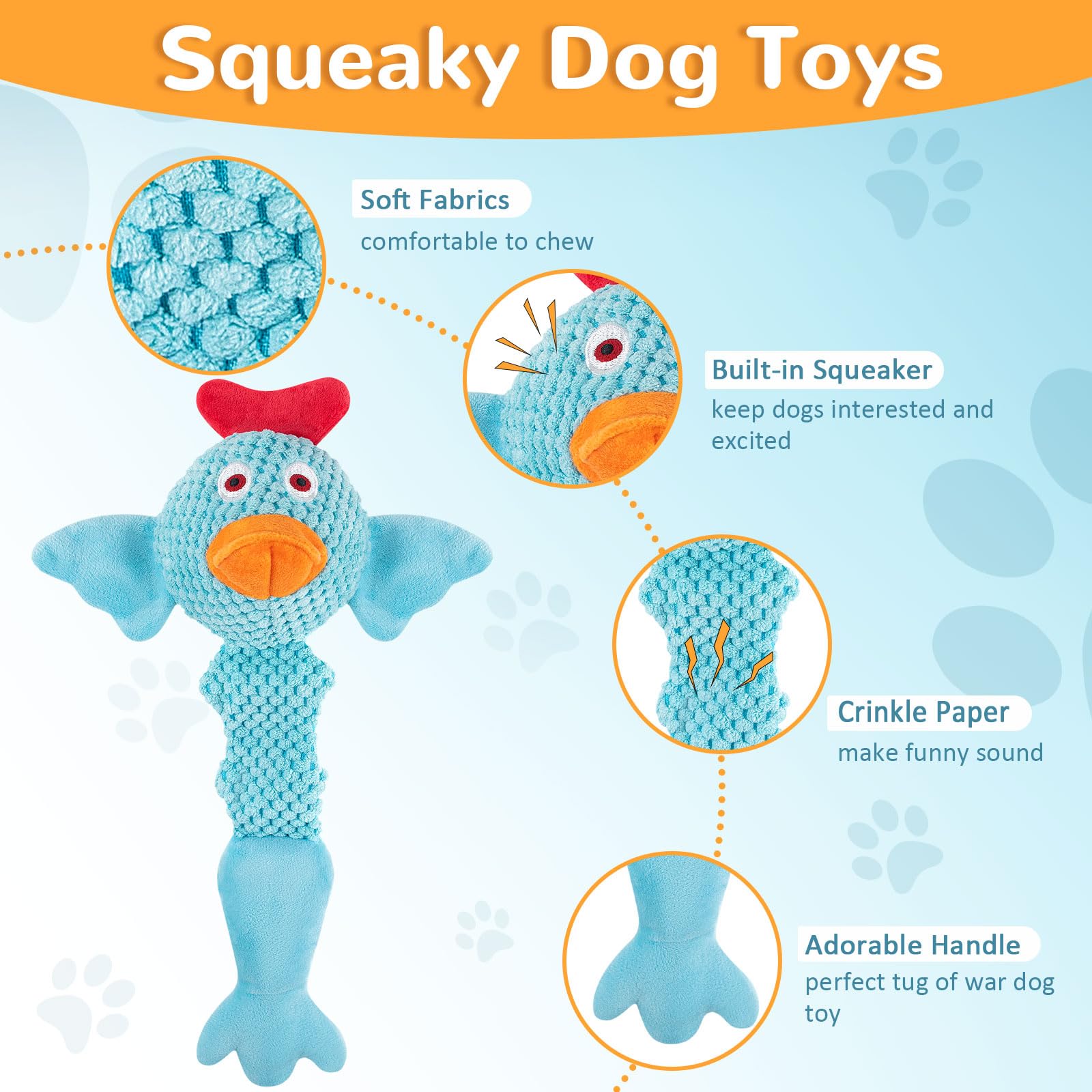 Fuufome Squeaky Dog Toys for Medium and Small Dogs:Interactive Tug of War Dog Toy for Puppy Teething-Great Plush Dog Toy for Dogs to Keep Them Busy