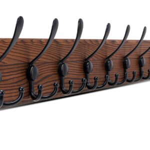 Gohiuo Rustic 38.6" Large Coat Rack Wall Mount, Long Wood Coat Hooks with 10 Hooks, Heavy Duty Wooden Coat Hanger for Entryway, Farmhouse Hanging Jackets, Coats, Hats, Bags,Towel