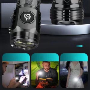 Flashlight With 5 Modes, Powerful Flashlights High Lumens With Eye Lens, Tactical Flashlight Waterproof, Adjustable Brightness Flash Light For Outdoor, Emergency, Led Mini Camping Lights (Silver)