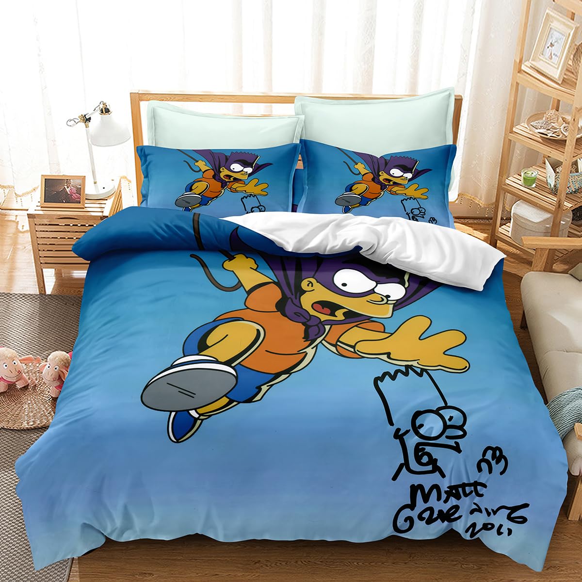 JewosS Ultra Soft Microfiber Bedding Simpsons 3 Pieces 1 Duvet Cover Set 3D Printed Bedding Quilt Duvet Cover 2 Pillowcases with Zipper Closure for(Twin), Style4