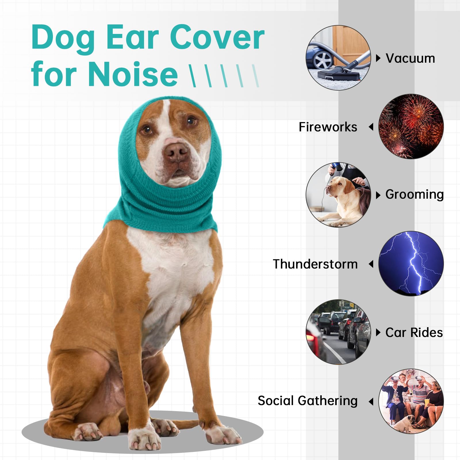 LeLePet Dog Noise Cancelling Ear Muffs Dog Ear Cover Dog Ear Muffs Noise Protection Dog Calming Hoodie for Blow Drying & Fireworks Dog Ear Cover for Anxiety Relief Ear Protection for Dogs