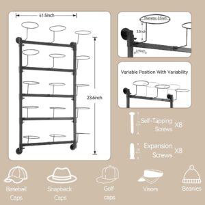 AQAREA Hat Rack Wall Storage for Closet: Hat Storage Hanger Wall Mount for Baseball - Bedroom Cap Display Organization - 5 Layer