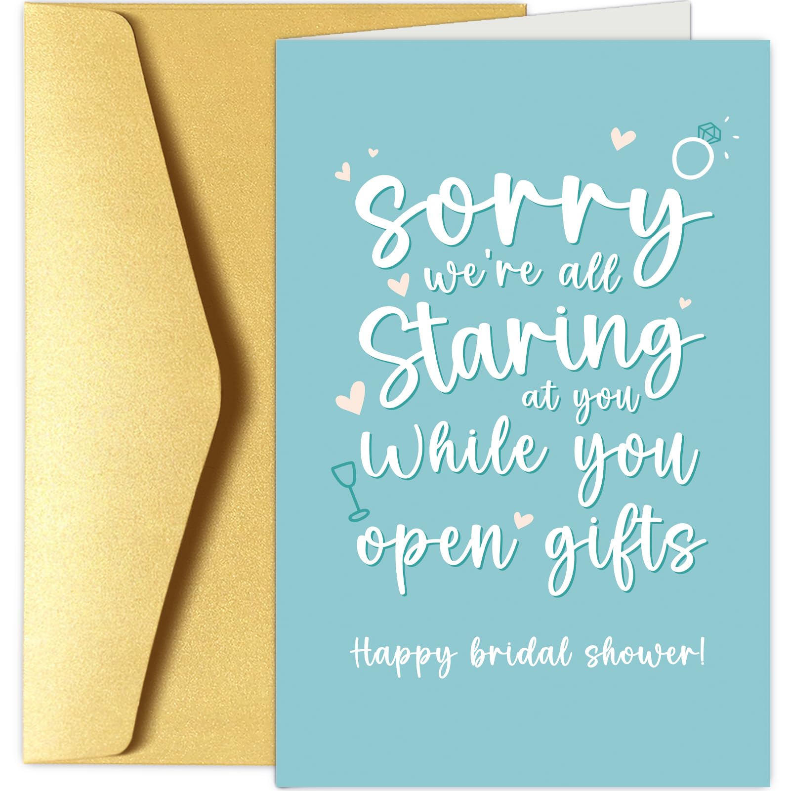 Chenive Funny Bridal Shower Card for Bride To Be, Happy Bridal Shower Card for Friend Bestie Sister, Sorry We're All Staring At You While You Open Gifts