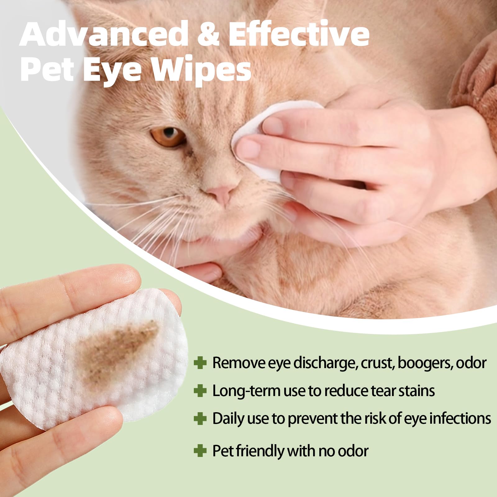 Ancopaws Eye Wipes for Dog & Cat - Tear Stain Remover for Pets - Dog Eye Wipes for Discharge and Crust - Eye Care Cleaning Pads for Reducing Dirt and Mucus Secretions - 100pcs