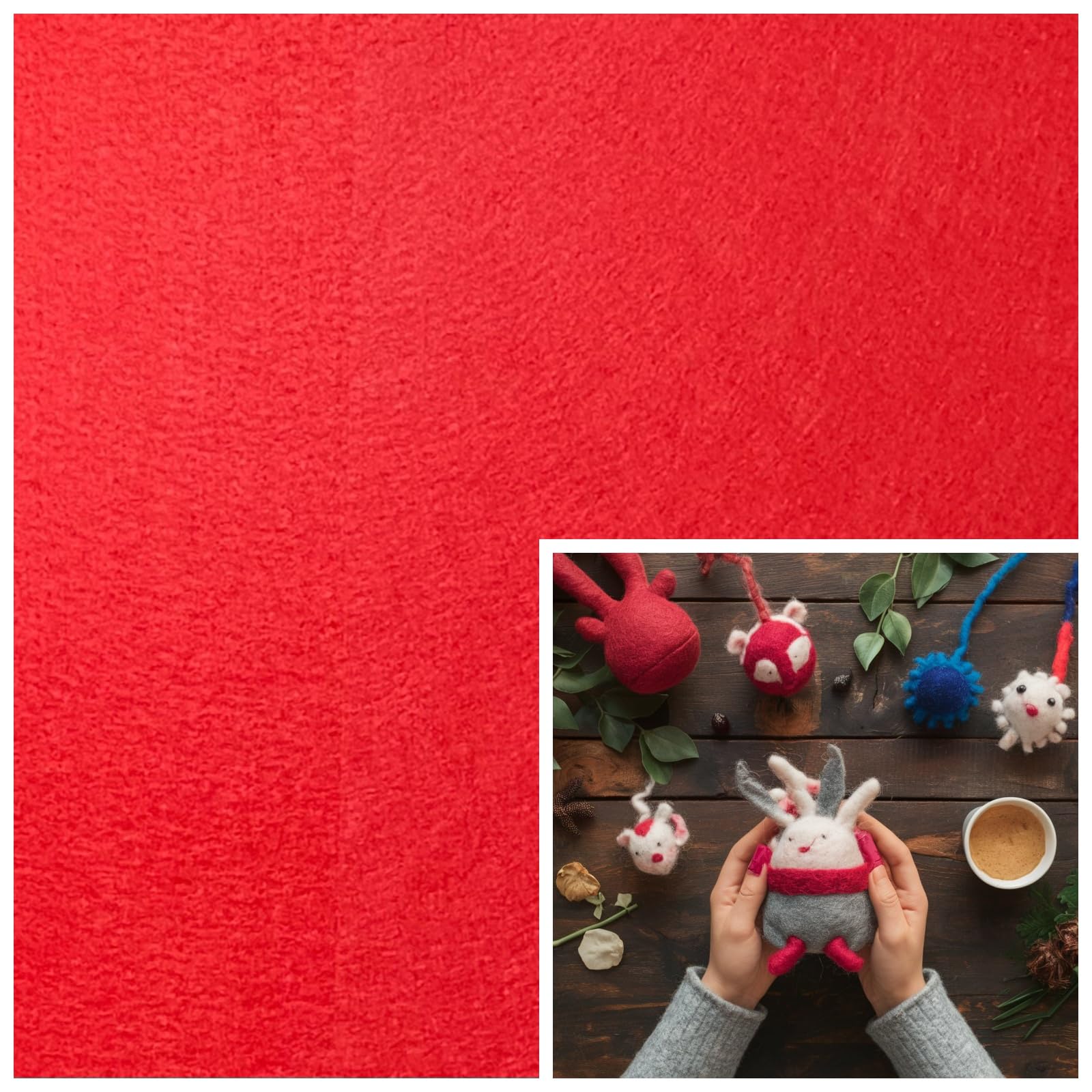 YHOLSDAS 1 Yard Felt Fabric Sheets for Crafts, 36" x 36" Squares Felt Fabric Sheets, 2mm Thick, Felt Paper for DIY Sewing Craft, Non-Woven Felt Fabric for Sewing Patchwork Material, Red