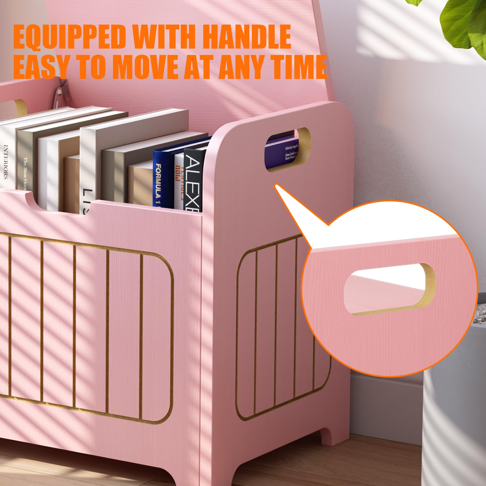 Aenuert Kids Storage Chests & Trunks Pink Toy Storage Chests, Small Cube Storage Box Organizer,Wooden Storage Bin With Handle For Store Toy Books Clothes,Small Square Nightstand For Entryway,Bedroom