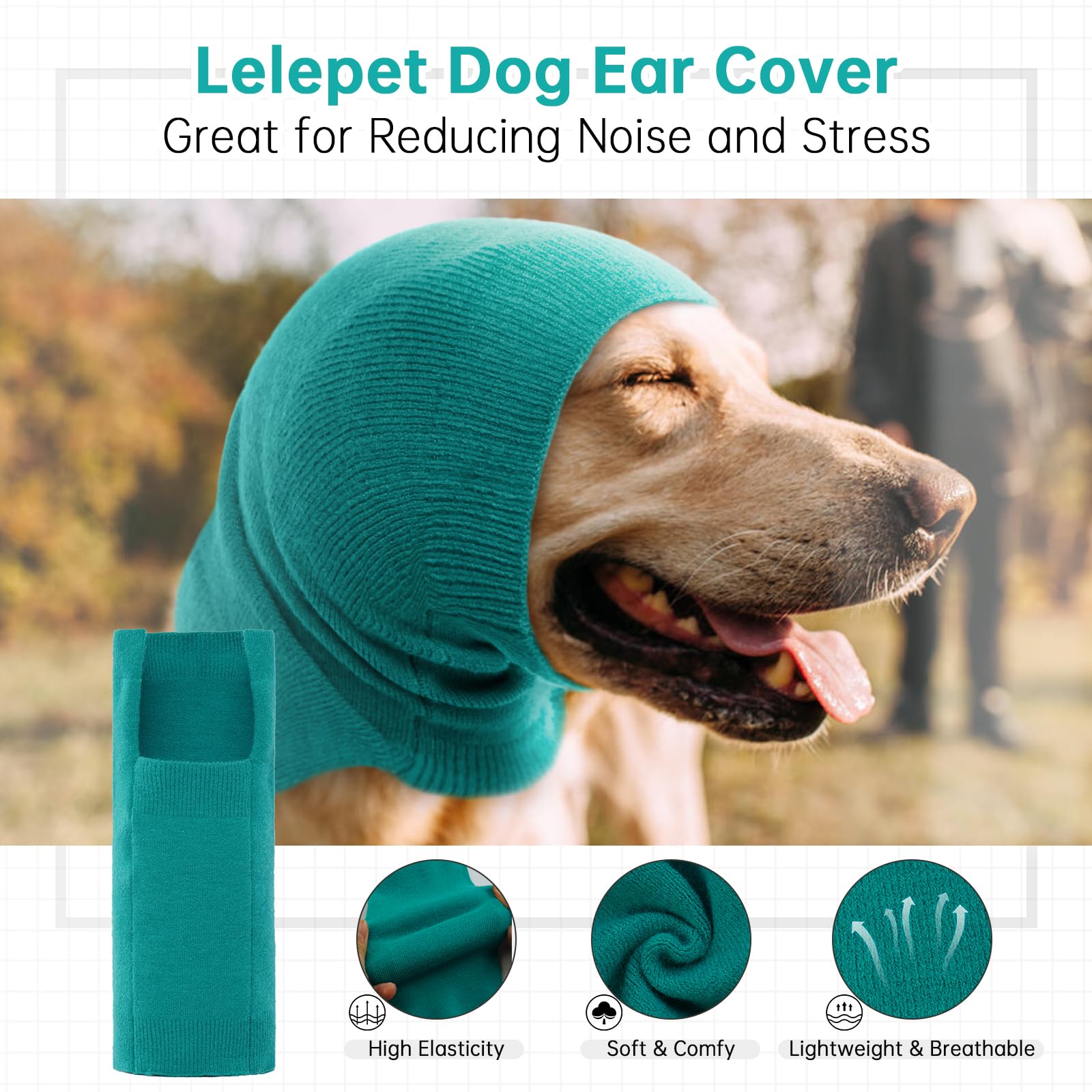 LeLePet Dog Noise Cancelling Ear Muffs Dog Ear Cover Dog Ear Muffs Noise Protection Dog Calming Hoodie for Blow Drying & Fireworks Dog Ear Cover for Anxiety Relief Ear Protection for Dogs