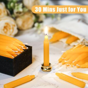 Threlaco 52 Pcs 30 Minute Meditation Candle Bulk 50 Mindful Meditation Candles Mini Taper Candles Ritual Candle for Meditation with Brass Taper Candle Holder Canvas Bag Prayer Gift for Yoga Relaxation