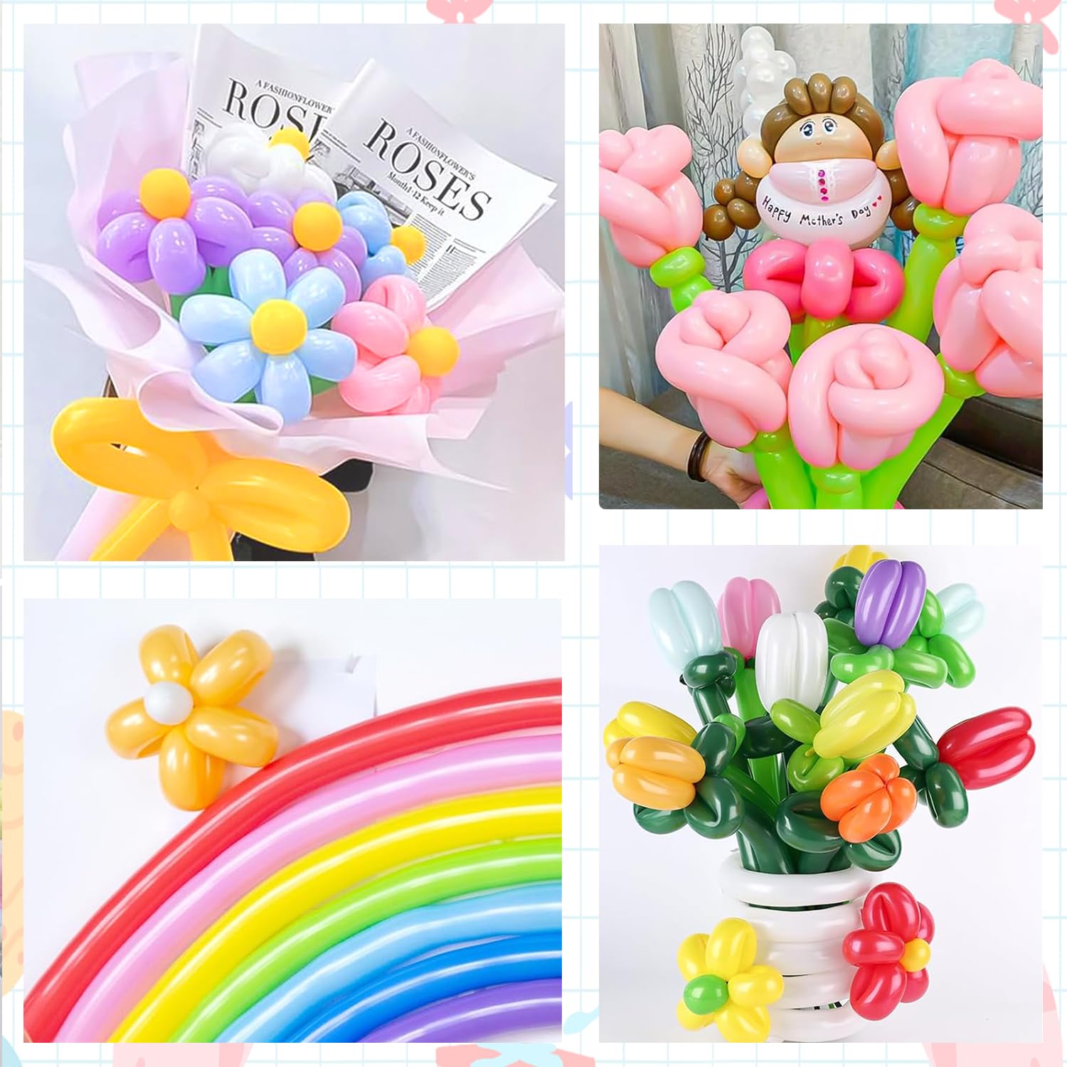 100 Pack 260 Long Balloons Twisting Animal Rainbow Balloons Kit with Pump Thickening Latex Modeling Long Skinny Clown Balloons for Balloon Animals Shape Birthday Weddings Party Decoration Ballon Arch