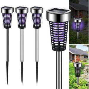 4 pcs solar bug zapper outdoor 2024 gnat zapper mosquito killer for bug gnat fly small flying insect, professional bug lights for outside, waterproof mosquito repellent for patio yard farm garden