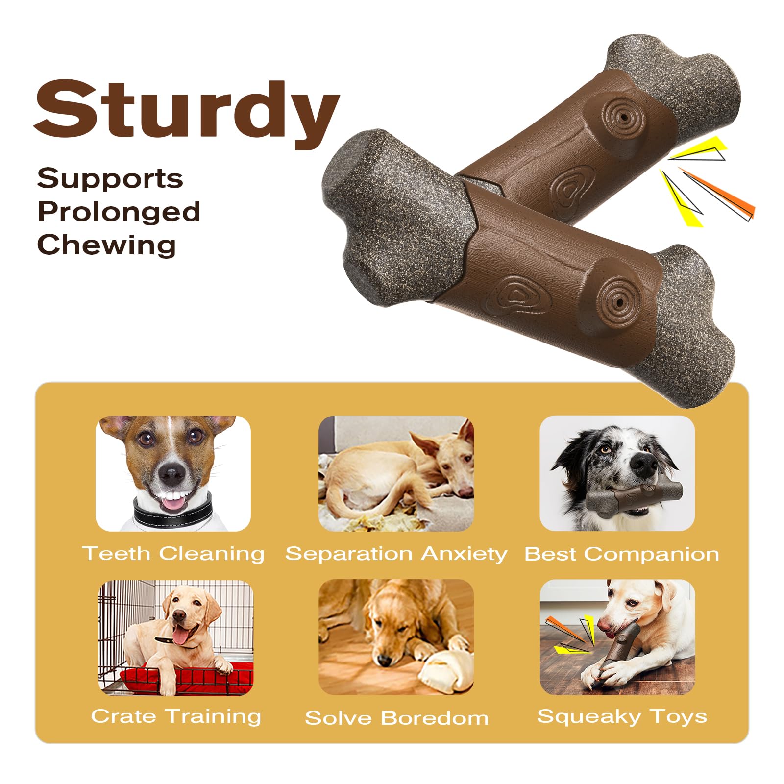 TANGJAK Dog Toys Dog Chew Toys Chews for Aggressive Chewers Branch Indestructible Dog Toy Gift for Dog