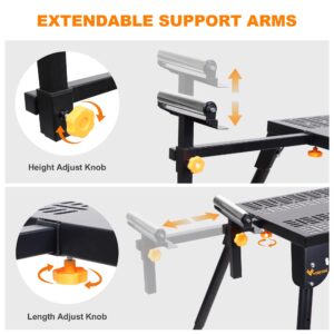 WORKESS Universal Miter Saw Stand with Grid Tabletop 300 lbs Load Capacity 6-Level Height Adjustment Table Saw Stand WK-MS046