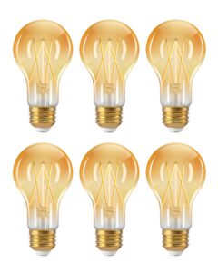 edishine vintage led edison bulbs 8w, 60w equivalent, 2200k amber warm light, st58 antique edison light bulb with 80+ cri, a19 dimmable light bulbs, 700lm, e26 medium base, 6 pack