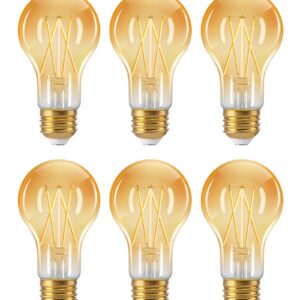 EDISHINE Vintage LED Edison Bulbs 8W, 60W Equivalent, 2200K Amber Warm Light, ST58 Antique Edison Light Bulb with 80+ CRI, A19 Dimmable Light Bulbs, 700LM, E26 Medium Base, 6 Pack