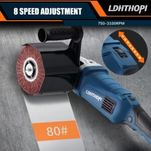 LDHTHOPI 1800W Burnishing Polishing Machine, 110V Handheld Electric Stainless Steel Polisher, 8 Variable Speed, 3100RPM for Metal, Stainless Steel, Wood