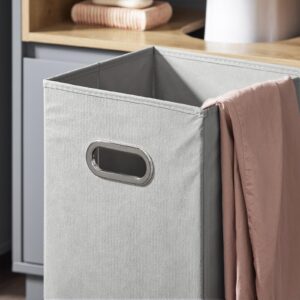 SoBuy Bathroom Laundry Storage Hamper Laundry Cabinet Tilt-Out Laundry Hamper with 2 Open Compartment and Removable Hamper, Gray BZR146-DG