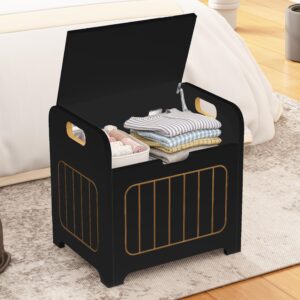 aenuert kids storage chests & trunks black toy storage chests, small cube storage box organizer,wooden storage bin with handle for store toy books clothes,small square nightstand for entryway,bedroom