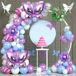 5 PCS Butterfly Balloons Decoration With Purple Flowers Balloons Purple Butterfly Balloon Butterfly Birthday Balloons Decoration for Garden Butterfly Themed Party Wedding Baby Shower Birthday Party