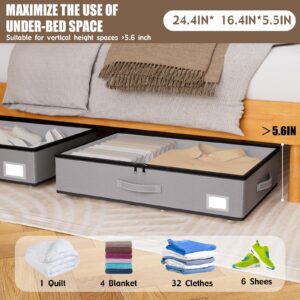 EE-RoomWorld Under Bed Storage with Wheels, No Assemble Required 5.5 inches height grey under bed storage bins,Low Profile Rolling Under bed Shoe Storage containers，dorm under bed storage drawers