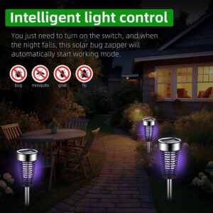 4 Pcs Solar Bug Zapper Outdoor 2024 Gnat Zapper Mosquito Killer for Bug Gnat Fly Small Flying Insect, Professional Bug Lights for Outside, Waterproof Mosquito Repellent for Patio Yard Farm Garden