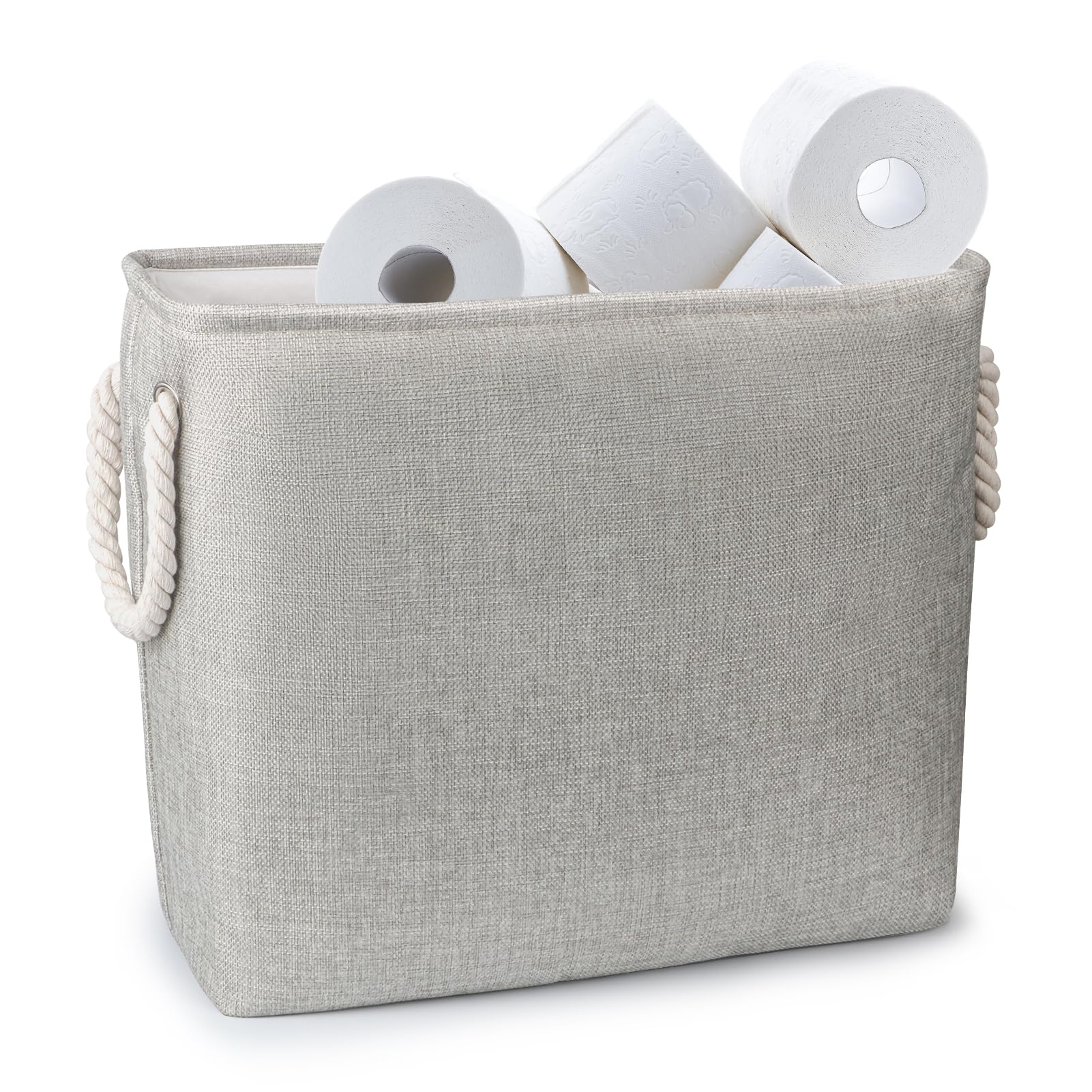 RvioMuqo Large Toilet Paper Storage Basket - Free Standing Holder for Mega Rolls, Bathroom Accessories Organizer, Grey, 1 Pack