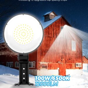 AGranTOP LED Barn Light, 12000LM Dusk to Dawn Outdoor Lighting with Photocell Adjustable Angle 100W 6500K Daylight IP66 Waterproof Street Light for Barn/Yard/Garage/Security