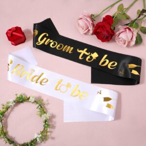 Bachelorette Party Decorations, Bachelorette Sash Set Bride to Be Belt and Groom to Be Sash Bachelor Party Accessories Gifts for Engagement Wedding Bridal Shower, White and Black