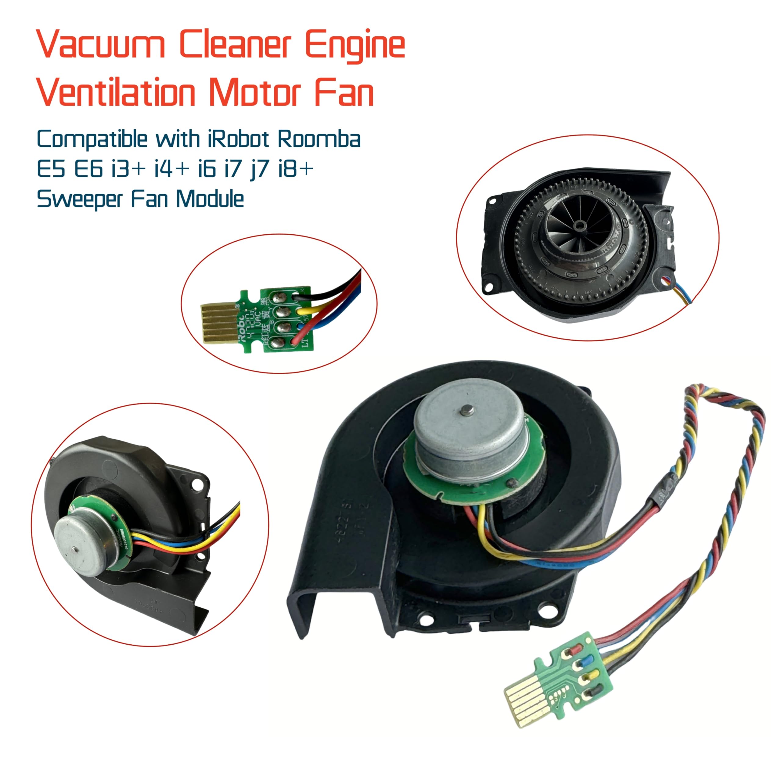 Vacuum Cleaner Engine Ventilation Motor Fan compatible with iRobot Roomba E5 E6 i3+ i4+ i6 i7 j7 i8+ Sweeper Fan Module, Smart Sweeper Fan Vacuum Motor,3 years warranty