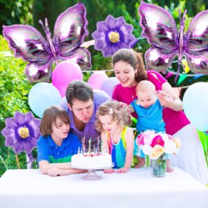 5 PCS Butterfly Balloons Decoration With Purple Flowers Balloons Purple Butterfly Balloon Butterfly Birthday Balloons Decoration for Garden Butterfly Themed Party Wedding Baby Shower Birthday Party